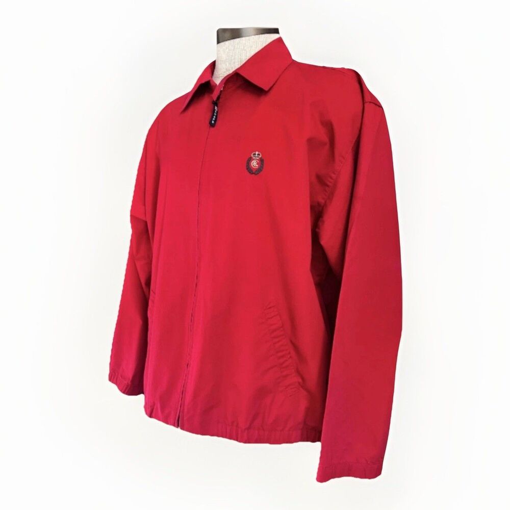Vintage 90s Chaps Ralph Lauren Red Harrington Jacket Plaid Lined Mens L